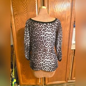 Maurices Sheer Leopard Print Blouse Size Large